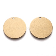 Ion Plating(IP) 304 Stainless Steel Pendants, Stamping Blank Tag, Laser Cut, Double Side Drawbench Effect, Flat Round, Golden, 20x1mm, Hole: 1.2mm(STAS-0133-06E-G)