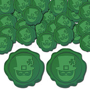 100Pcs Saint Patrick's Day Adhesive Wax Seal Stickers, Envelope Seal Decoration, For Craft Scrapbook DIY Gift, Green, Human, 30mm(DIY-CP0010-17D)