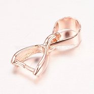 Real Rose Gold Plated Brass Pendant Pinch Bails, Nickel Free, Rack Plating, 9x5x3mm, Hole: 4x5mm(X-KK-E702-04RG-NF)