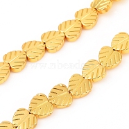 Electroplated Non-magnetic Synthetic Hematite Beads Strands, Heart Leaf, Golden Plated, 8x8x2.5mm, Hole: 0.8mm, about 55pcs/Strand, 16.14 inch(41cm)(G-F682-08-G)