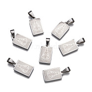304 Stainless Steel Pendants, Rectangle with Nossa Senhora Aparecida, Stainless Steel Color, 20.5x12x2mm, Hole: 6x4mm(X-STAS-M245-22P)