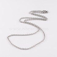 304 Stainless Steel Cable Chain Necklaces, with Lobster Clasps, Stainless Steel Color, 18 inch(46cm)(NJEW-JN01527-02)