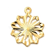 Rack Plating Brass Pendants, Long-Lasting Plated, Flower Charm, Golden, 18x14.5x1mm, Hole: 1.2mm(KK-E067-19G)