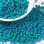 MIYUKI Round Rocailles Beads, Japanese Seed Beads, 8/0, (RR4483) Duracoat Dyed Opaque Azure, 3mm, Hole: 1mm, about 422~455pcs/10g(X-SEED-G008-RR4483)