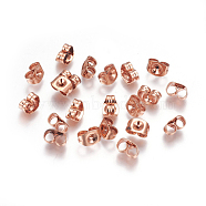 304 Stainless Steel Friction Ear Nuts, Rose Gold, 6x4.5x3.5mm, Hole: 0.9mm(STAS-P227-29RG)
