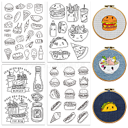 4 Sheets 11.6x8.2 Inch Stick and Stitch Embroidery Patterns, Non-woven Fabrics Water Soluble Embroidery Stabilizers, Food, 297x210mmm(DIY-WH0455-176)