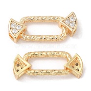 Brass Micro Pave Clear Cubic Zirconia Connector Charms, Nickel Free, Rectangle Links, Real 18K Gold Plated, 20x7x4mm, Hole: 2.7x3.4mm(KK-C028-38G)