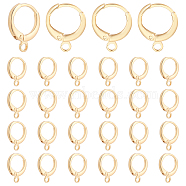 Elite 30Pcs Brass Huggie Hoop Earring Findings, with Loop, Ring, Real 18K Gold Plated, 12 Gauge, 15x11.5x2mm, Hole: 2mm, Pin: 0.8mm(KK-PH0002-85)
