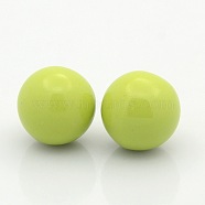 No Hole Spray Painted Brass Round Ball Beads Fit Cage Pendants, Green Yellow, 16mm(KKB-J001-07)