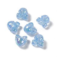 UV Plating Rainbow Iridescent Acrylic Beads, Bell Shape with Bowknot, Light Sky Blue, 17x17.5x14mm, Hole: 3.5mm(PACR-M003-07D)