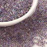 Cylinder Seed Beads, Uniform Size, Transparent Colours Rainbow, Purple, 2x1.3~1.5mm, Hole: 0.8~1mm, about 888pcs/10g(X-SEED-H001-A01)