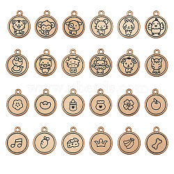 24pcs 12 Styles Alloy Pendant, Flat Round with Zodiac, Light Gold, 20x16.5x1mm, Hole: 2mm, 2pcs/style(PALLOY-CJ0001-150)