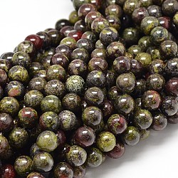 Natural Bloodstone Round Beads Strands, 6mm, Hole: 1mm, about 62pcs/strand, 15.7 inch(G-P075-04-6mm)