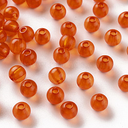 Transparent Acrylic Beads, Round, Dark Orange, 6x5mm, Hole: 1.8mm, about 4400pcs/500g(MACR-S370-A6mm-726)