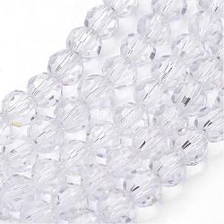 Transparent Glass Bead Strands, Imitate Austrian Crystal, Faceted(32 Facets), Round, Clear, 8mm, Hole: 1mm, about 70~72pcs/strand, 20~21 inch(GLAA-G013-8mm-72)