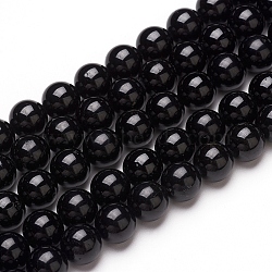 Natural Black Tourmaline Beads Strands, Round, 6mm, Hole: 0.8mm, about 67pcs/strand, 15.35 inch(39cm)(X-G-L554-02-6mm)