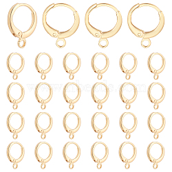 Elite 30Pcs Brass Huggie Hoop Earring Findings, with Loop, Ring, Real 18K Gold Plated, 12 Gauge, 15x11.5x2mm, Hole: 2mm, Pin: 0.8mm(KK-PH0002-85)