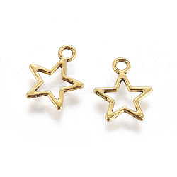 Tibetan Style Alloy Charms, Star, Antique Golden, Lead Free & Cadmium Free, 14.5x12x1mm, Hole:2mm(GLF10651Y)
