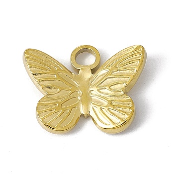 304 Stainless Steel Pendants, Butterfly Charm, Golden, 11.5x15x3.5mm, Hole: 2.5mm