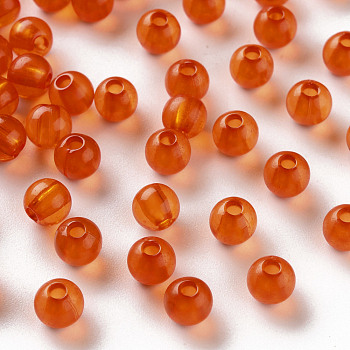Transparent Acrylic Beads, Round, Dark Orange, 6x5mm, Hole: 1.8mm, about 4400pcs/500g