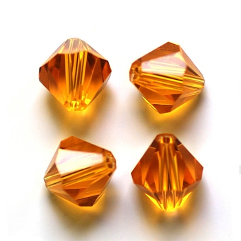 Imitation Austrian Crystal Beads, Grade AAA, Faceted, Bicone, Orange, 4.55x5mm, Hole: 0.7~0.9mm