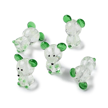 Luminous Handmade Lampwork Beads Strands, Glow in the Dark, Mouse, 24.5~25x18~19x15~15.5mm, Hole: 1.8mm, about 20pcs/strand, 18.11''(46cm)