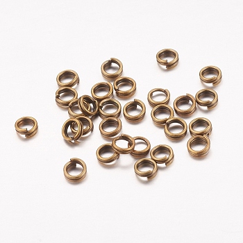 Iron Split Rings, Double Loops Jump Rings, Cadmium Free & Nickel Free & Lead Free, Antique Bronze, 4x1.4mm, about 3.3mm inner diameter, about 20000pcs/1000g
