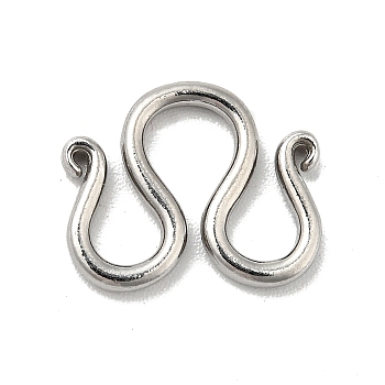 304 Stainless Steel Clasps, M Clasps, Stainless Steel Color, 11x13x1.5mm