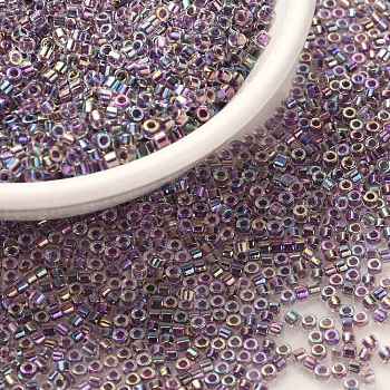 Cylinder Seed Beads, Uniform Size, Transparent Colours Rainbow, Purple, 2x1.3~1.5mm, Hole: 0.8~1mm, about 888pcs/10g
