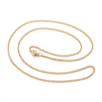 304 Stainless Steel Rolo Chains Necklaces, Golden, 23.62 inch(60cm), 2mm