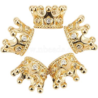 11mm Clear Crown Brass+Cubic Zirconia Beads