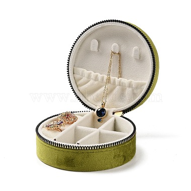 Round Velvet Jewelry Storage Zipper Boxes(CON-P021-02D)-2
