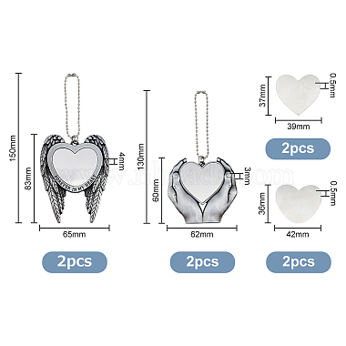 4 Sets 2 Style Zinc Alloy Heat Transfer Sublimation Blank Pendant Decorations(AJEW-FH0003-32)-2