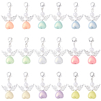 50Pcs Alloy & Acrylic Pendant Decorations, with Alloy Lobster Claw Clasps, Angel, Silver, Mixed Color, 35mm, 50pcs/set(HJEW-YW00091)