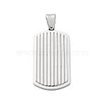 304 Stainless Steel Pendants, Rectangle Charms, Stainless Steel Color, 37x20x3.5mm, Hole: 7x4.5mm(STAS-U043-10P)