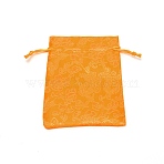 Cloth Packing Pouches, Embroidered Gift Bag, Drawstring Bag, Rectangle, Orange, 14x10.3x0.1cm(ABAG-WH0036-01E)
