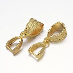 Rack Plating Brass Pendant Pinch Bails, Golden, 13x8x5mm, Hole: 5x9mm and 7x4mm, Pin: 1mm(KK-L102-18G)