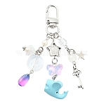 Glass & Resin & Alloy Pendant Decorations, with Alloy Swivel Snap Clasps, Elephant, 95mm(HJEW-YW00408-01)
