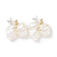 Acrylic Imitation Shell Dangle Earrings, Alloy Cluster Drop Earrings with 925 Sterling Silver Pins for Women, White, 32mm, Pin: 0.8mm(EJEW-L281-04A)