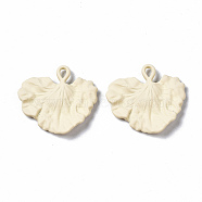 Spray Painted Alloy Pendants, Cadmium Free & Lead Free, Gingko Leaf, Beige, 27.5x29.5x3.5mm, Hole: 2mm(PALLOY-T077-118D-RS)