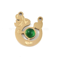 Ion Plating(IP) 304 Stainless Steel Pendants, with Glass, Dragon, Golden, 15x13x4mm, Hole: 1mm(STAS-C108-13G)