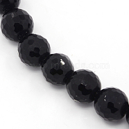 Synthetic Black Stone Beads Strands, Dyed, Faceted Round, Black, about 6mm in diameter, hole: 0.8mm(G-GSFR6mm-C044)