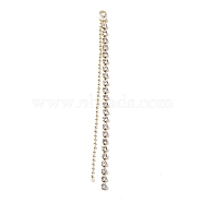 Brass Crystal Rhinestone Cup Chain Big Pendants, Tassel Pendant, with Ball Chain, Light Gold, 76x3x2mm, Hole: 2mm(KK-A167-05KCG)