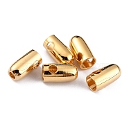 Brass Beads, Long-Lasting Plated, Bullet, Real 24K Gold Plated, 7.5x4mm, Hole: 1.6mm(KK-O133-009G)