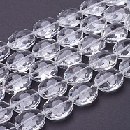 Glass Bead Strands, Crystal Bead Strands, Faceted, Oval, Clear, 24x20x11mm, Hole: 1mm, about 30pcs/strand, 19.2 inch(GLAA-R196-24x20mm-01)