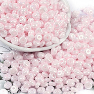 Opaque Colours Luster Glass Seed Beads, Donut, Misty Rose, 6.5x3mm, Hole: 1.8mm, about 1363pcs/pound(SEED-P008-01C-03)