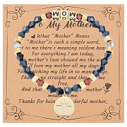 Word MOM Acrylic & Glass Beaded Stretch Bracelet, Clear Cubic Zirconia Star Charms Bracelet for Mother's Day, Golden, Inner Diameter: 2-1/8 inch(5.4cm), 1pc/set(BJEW-OC0001-15)