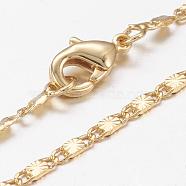 Brass Chain Necklaces, with Lobster Claw Clasps, Real 18K Gold Plated, 17.7 inch(45cm), 2mm(MAK-L009-17G)