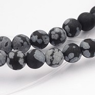 Natural Snowflake Obsidian Gemstone Beads, Frosted, Round, 4mm, Hole: 0.5mm, about 92pcs/strand, 14.9 inch(X-G-J338-03-4mm)