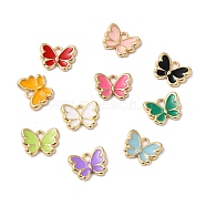 Eco-friendly Alloy Enamel Charms, Butterfly Charm, Mixed Color, 9.5x12x2mm, Hole: 1.6mm(PALLOY-M212-11G)
